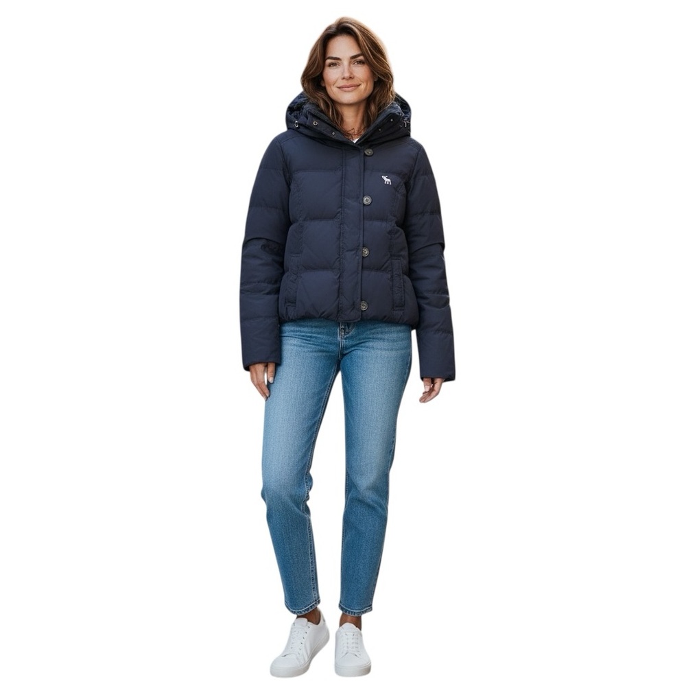 🔃Abercrombie & Fitch Women’s Blue Puffer Jacket - Picture 2 of 10